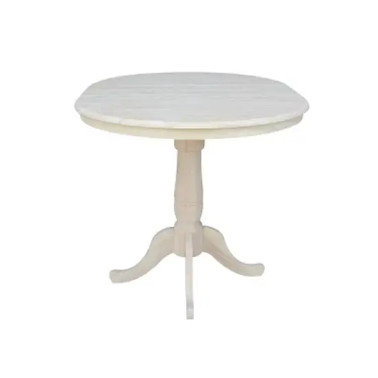 36" Round Extendable Table with 12" Drop Leaf Unfinished - International Concepts image {5}