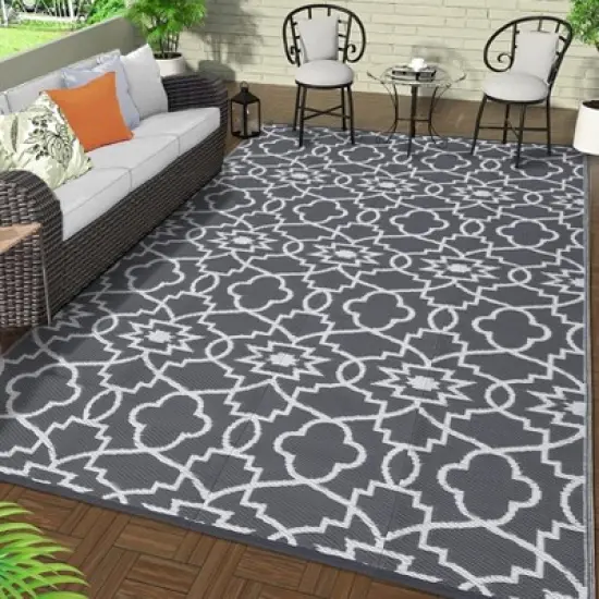 homfan Outdoor Rug - Waterproof Reversible for Patio, RV, Deck, Backyard image {9}