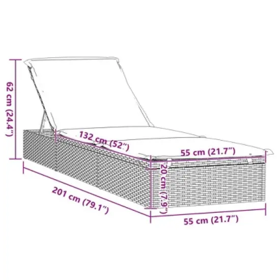 vidaXL - Gray Patio Daybed Set - Wicker Sunbeds with Table and Cushions for Outdoor/Poolside/Balcony image {9}