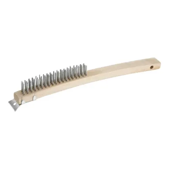 Winco Scratch Brush with Wire Bristles and Scraper, 14" image {2}