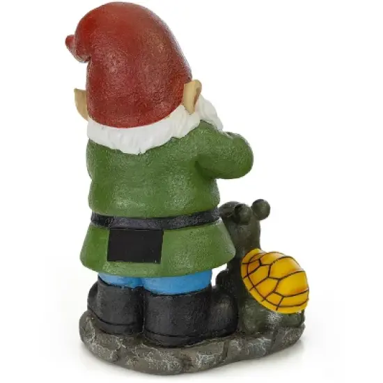 VP Home Fiddler Gnome with Glowing Turtle Solar Powered LED Outdoor Decor Garden Light image {4}