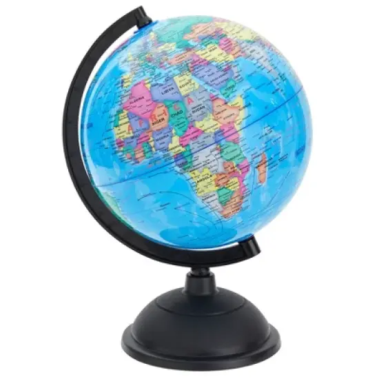 Juvale Rotating World Globe with Stand for Kids Learning, 8-inch Spinning Earth Globe for Classroom Geography Education image {5}