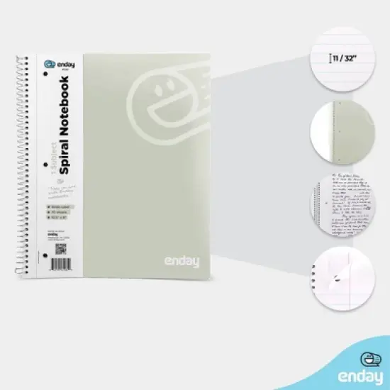 Enday 1-Subject Wide Ruled Spiral Notebook - 70 Sheets image {2}