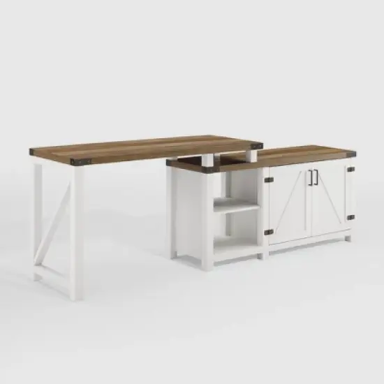 Farmhouse Rustic L Shaped Desk with Storage - Saracina Home image {3}