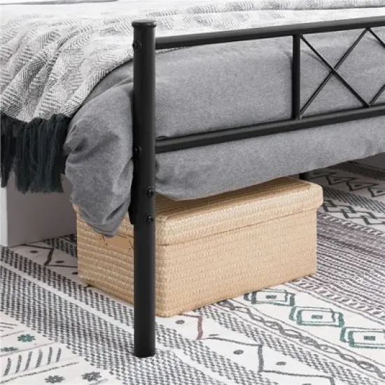 Yaheetech Simple Metal Bed Frame with Headboard&Footboard Slatted Bed Base image {3}