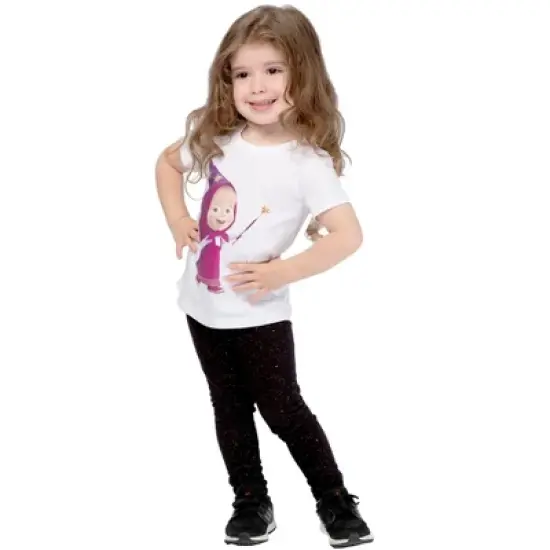 Masha and the Bear Short Sleeve T-Shirt with Masha Wizard, Comfortable Crewneck, Machine Washable - Toddler image {2}