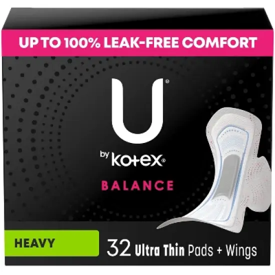 U by Kotex Balance Ultra-Thin Heavy Pads with Wings - Unscented image {12}