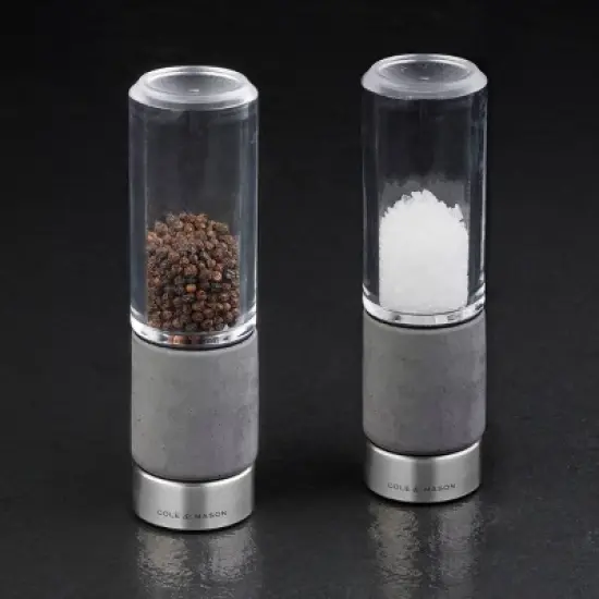 Cole & Mason 7.09" 2pc Acrylic/Steel/Cement Regent Gift Set Gray/Clear/Silver: Modern Salt & Pepper Mills, 2-Year Warranty image {3}