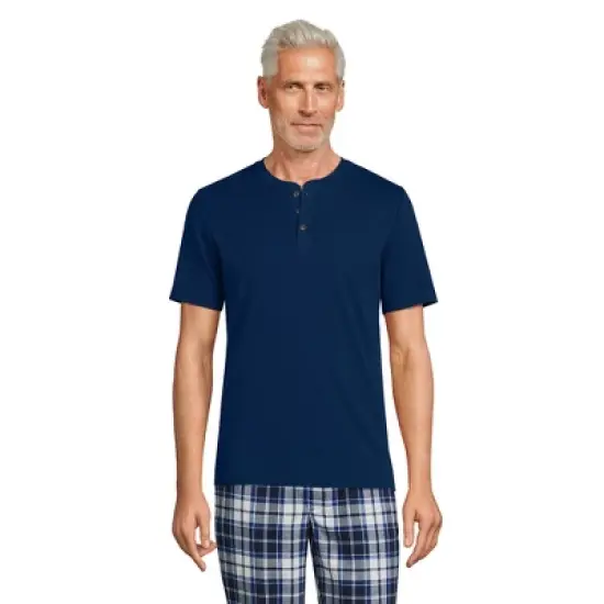 Lands' End Men's Knit Rib Short Sleeve Henley Pajama Shirt image {9}