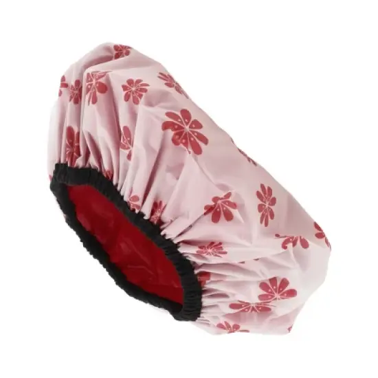 Unique Bargains Women Durable Snowflake Shower Cap Red 1 Pc image {3}