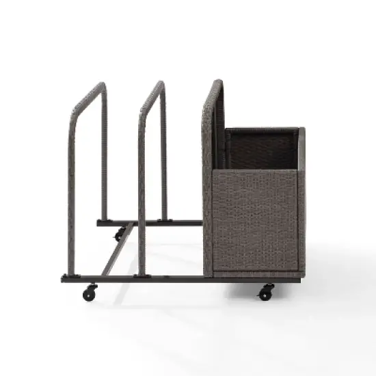 Palm Harbor Outdoor Wicker Pool Storage Caddy - Weathered Gray - Crosley image {5}