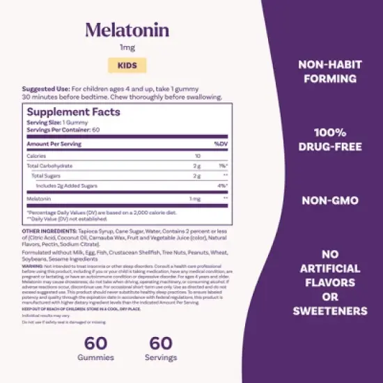 Natrol Kids' Melatonin Sleep Aid 1mg Gummies - Berry image {5}