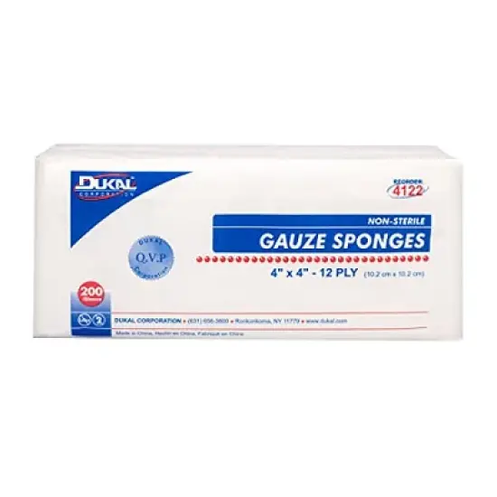 Dukal Gauze Sponge 12 Ply Non-Sterile 4"X4", 200 Count image {4}