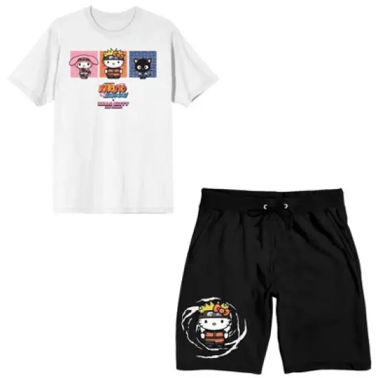 Naruto X Hello Kitty Sanrio Team 07 Men's Short Sleeve Shirt & Sleep Shorts Set image {5}