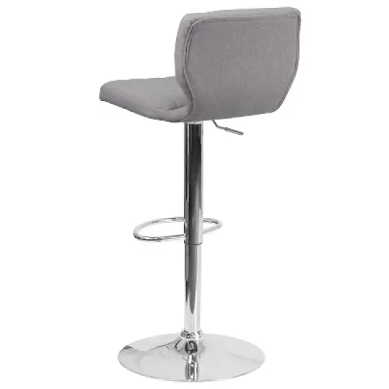 Flash Furniture Contemporary Vinyl Adjustable Height Barstool with Vertical Stitch Back and Chrome Base image {6}