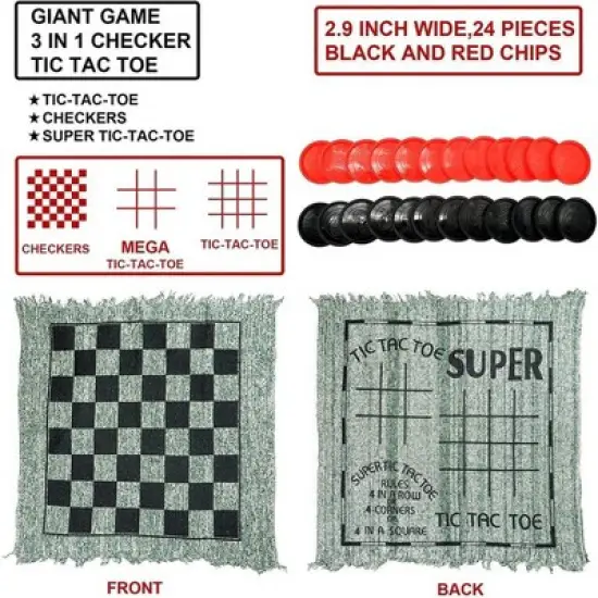 Giant Checkers 3-in-1 game with tic tac toe image {4}