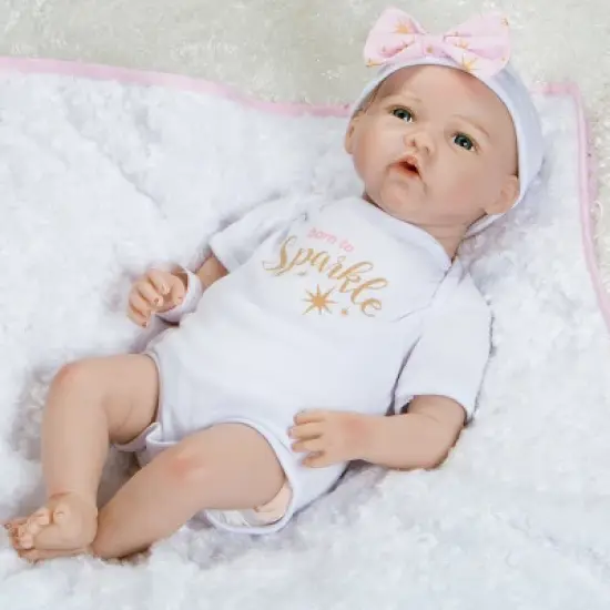Paradise Galleries Reborn Baby Doll in Silicone-like Vinyl, 19 inch Newborn Girl Baby Bundles: Born To Sparkle, 7-Piece Ensemble image {6}
