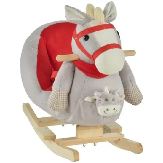 TopComfy Baby Bouncer and Rocker Toddler Kid Chair Plush Rocking Horse Toy for Playroom Living Room, Gray, 23.5"*13.75"*19" image {5}