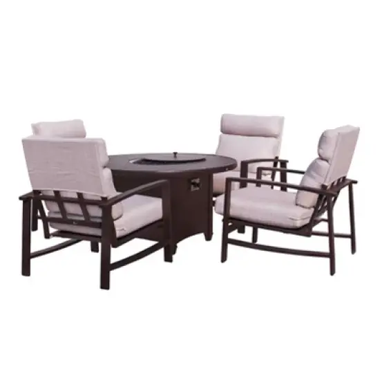 Courtyard Casual Santorini 5 pc Firepit Seating Group  Includes:  One 48" Round Fire Pit and 4 Santorini Club Chairs image {10}