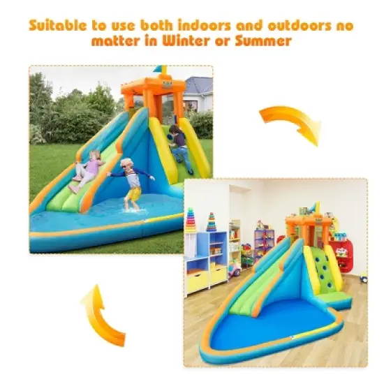 Costway  Kids Bounce House Castle Splash Water Pool W/ 740W Blower image {6}