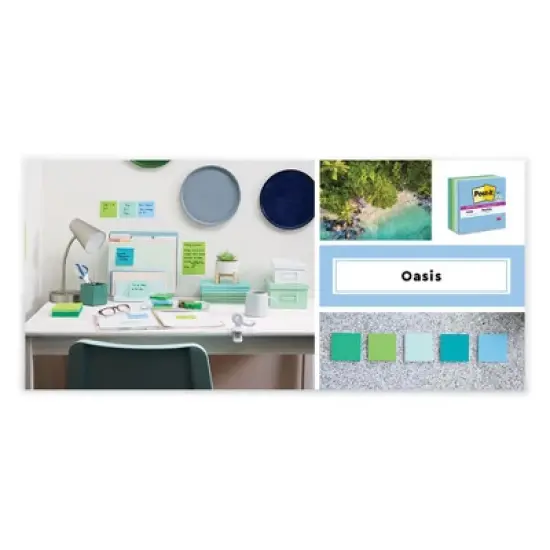 Post-it Notes Super Sticky 100% Recycled Paper Super Sticky Notes, Ruled, 4" x 6", Oasis, 45 Sheets/Pad, 4 Pads/Pack image {3}
