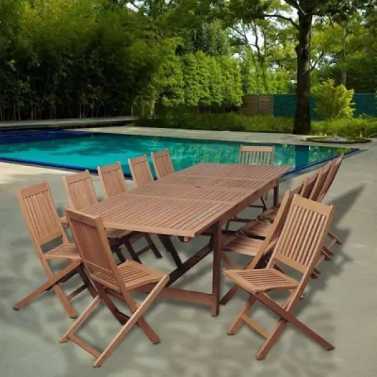 Barrett 13pc Patio Eucalyptus Wood Extendable Dining Set - International Home Miami image {3}