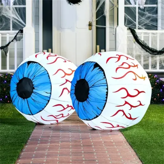 Joyfy 2 Packs Halloween Inflatables Outdoor Decorations, 3 FT Huge Eyeballs Inflatable for Halloween Party Indoor Outdoor Garden Lawn Yard Decoration image {3}