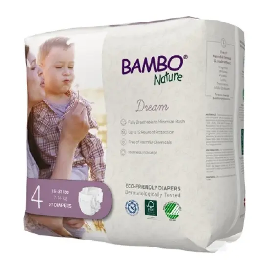 Bambo Nature Baby Diapers, Heavy Absorbency, Eco-Friendly, Size 4, 27 Count, 12 Packs, 324 Total image {3}