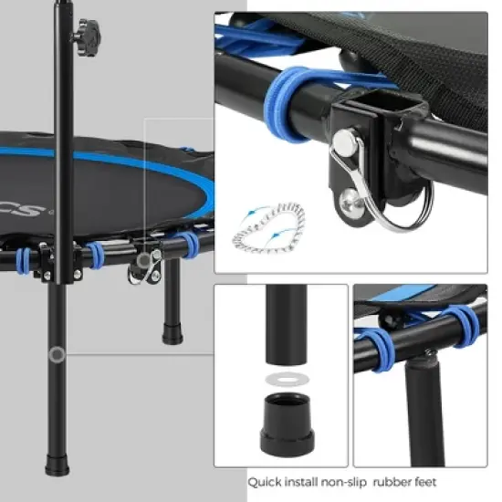 40-Inch Foldable Mini Trampoline with Adjustable Handrail, 264.6 lb Capacity, Home Fitness Rebounder image {8}