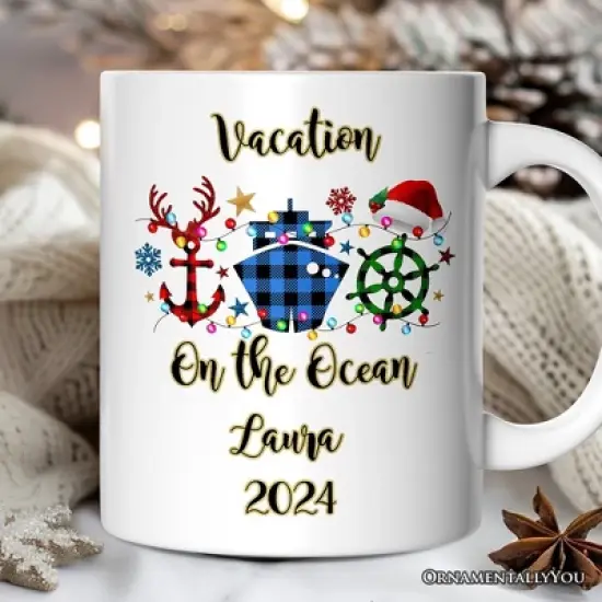 Cruise Vacation Buffalo Plaid Christmas Mug Gift (Non-Custom Only)| OrnamentallyYou image {4}