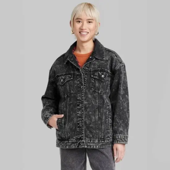 Women's Oversized Denim Trucker Jacket - Wild Fable&trade; image {1}
