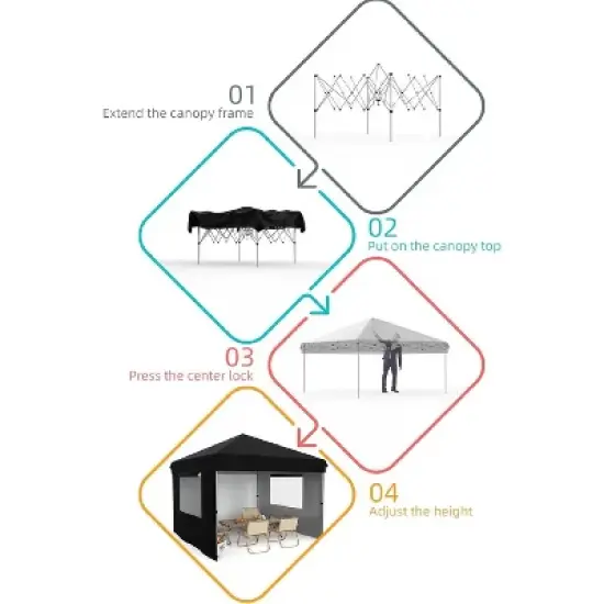 GustoWave 10x10 Ft Pop Up Canopy with 4 Sidewalls for Deck, Garden image {2}