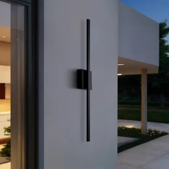 JONATHAN Y Vara Modern Minimalist Indoor/Outdoor Metal 350-Degree Rotate Dimmable Integrated Linear LED Wall Sconce image {7}