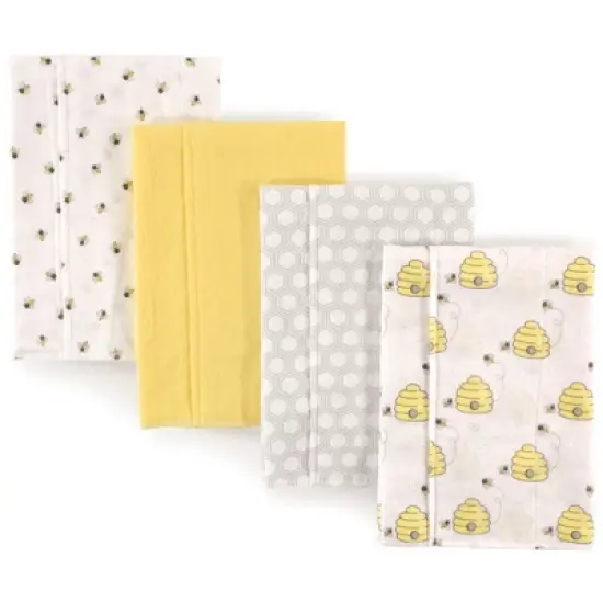 Hudson Baby Infant Cotton Flannel Burp Cloths 4pk, Bee, One Size image {2}