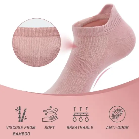 SERISIMPLE Women Ultra Thin Socks Viscose Bamboo Low Cut No Show Anti Odor Arch Support Mesh Socks 5 Pairs image {2}