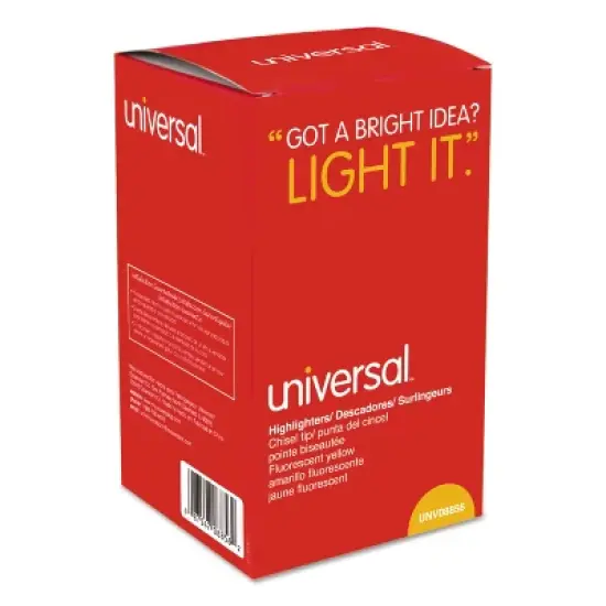 Universal Pocket Clip Highlighter Chisel Tip Fluorescent Yellow Ink 36/Pack 08856 image {3}