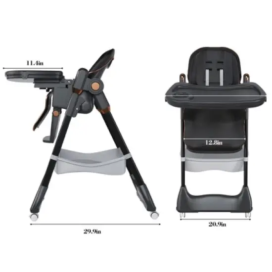 Dronkon Adjustable Baby High Chair 0-6 Years, Black image {2}