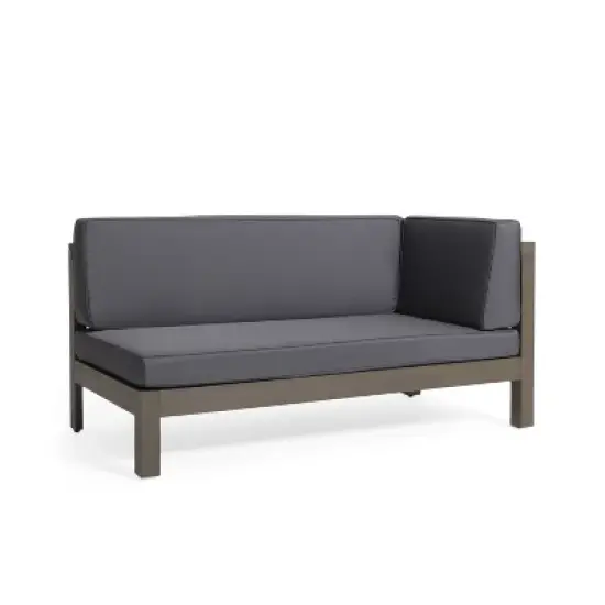 Suki 2-Piece Acacia Wood Gray Sofa with Cushions, Patio Sectional Sofa Conversation Set, Outdoor Furniture - Maison Boucle image {6}