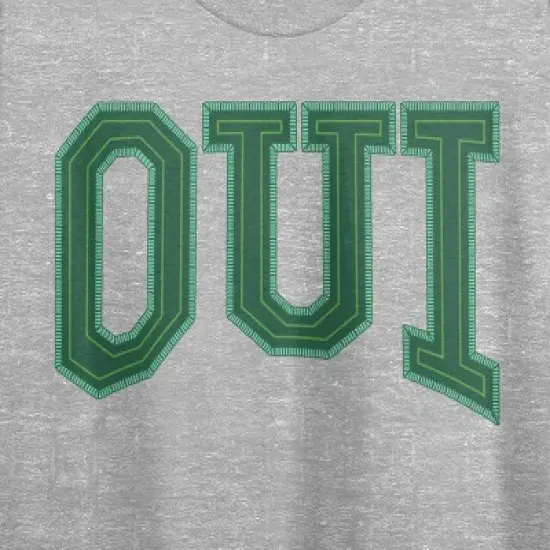 French "Oui" Women's Heather Gray Graphic Crop Tee image {1}