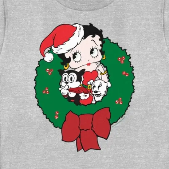 Women's Betty Boop Christmas Characters Wreath T-Shirt image {1}