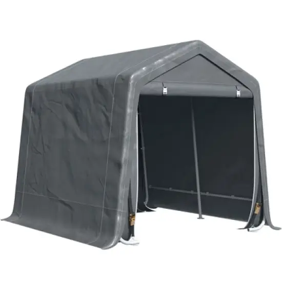 Outsunny Garden Storage Tent, Heavy Duty Bike Shed, Patio Storage Shelter w/ Metal Frame and Double Zipper Doors, Dark Grey image {6}