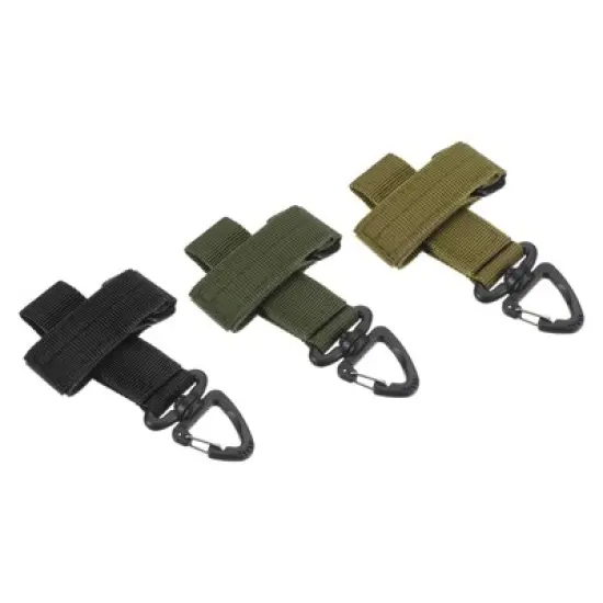 Unique Bargains Glove Holder Set 3Pcs Nylon Webbing 360 Degree Revolve Buckle with Key Clip for Belt Black Green Khaki image {6}