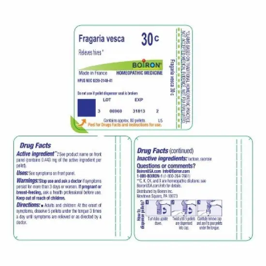 Fragaria Vesca 30C by Boiron Homeopathic Single Medicine For First Aid  -  80 Pellet image {1}