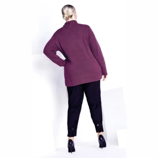 Women's Plus Size Rosie Cable Knit Sweater - iris | AVENUE image {3}