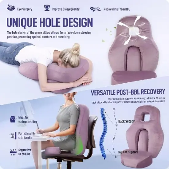 2-in-1 BBL Pillow Set  Face Down Sleeping + Back Support image {1}
