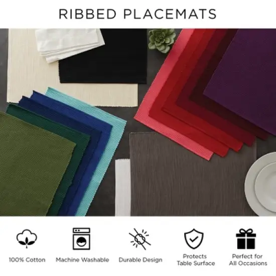 DII Nautical Blue Ribbed Placemat Set/6 image {5}