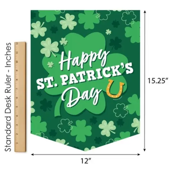 Big Dot of Happiness Shamrock St. Patrick's Day - Outdoor Home Decorations - Double-Sided Saint Patty's Day Party Garden Flag - 12 x 15.25 inches image {4}