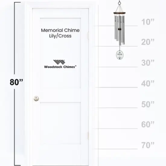Woodstock Chimes Memorial Wind Chime Lily and Cross 25" image {3}