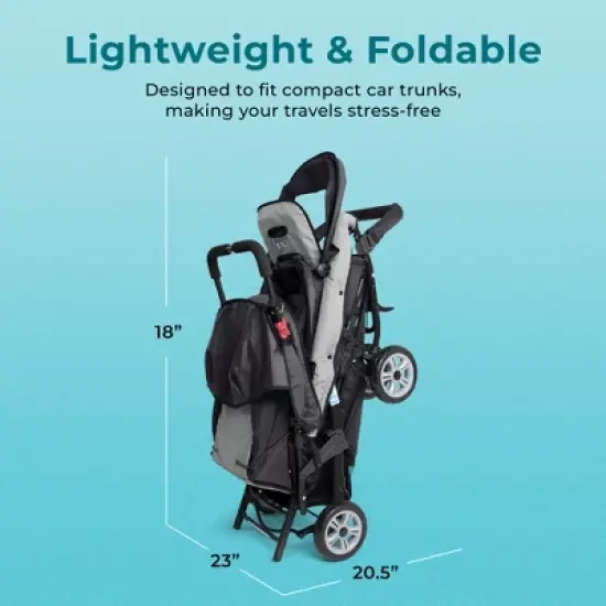 Gaggle by Foundations Compass 3 Seat Stroller, Lightweight Tandem Triple Stroller, Easy Fold, Black image {4}