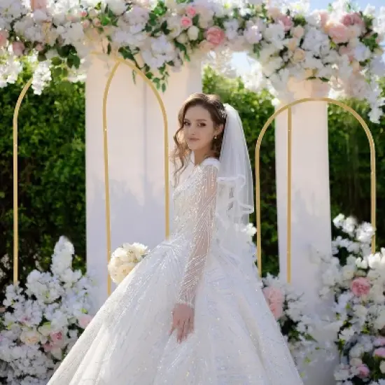 GustoWave Arch Backdrop Stand, Wedding Arch Backdrop Stand with 2 Water Injection Base, Balloon Arch Stand for Birthday, Party, Weeding image {4}